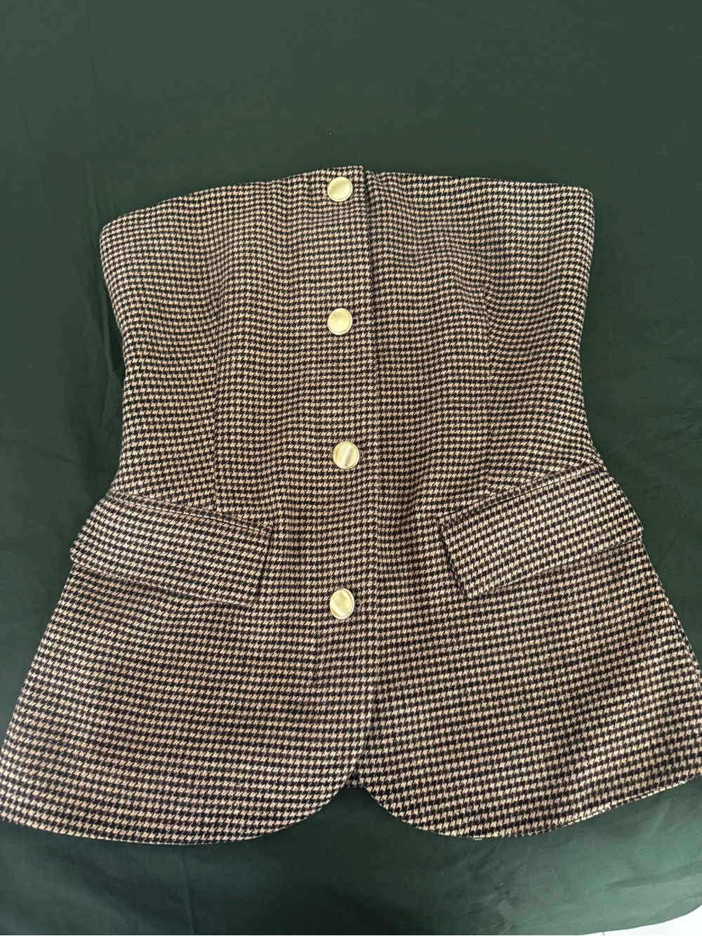 Vici Black & Tan Houndstooth Strapless Bustier